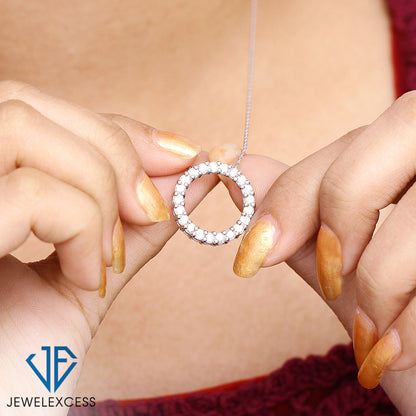 1 ct. T.W. White Diamond Circle Necklace in Sterling Silver