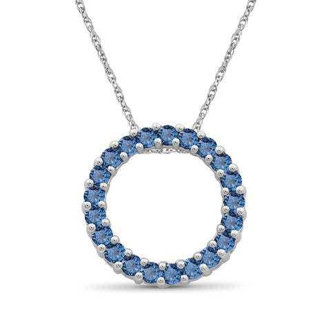 1.00 Carat Blue Diamonds Open Circle Pendant in Sterling Silver