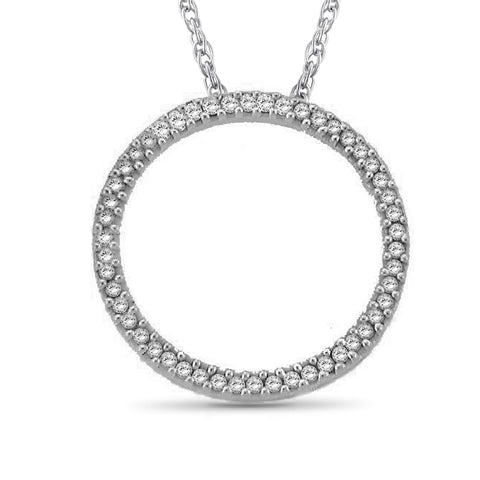 1/4 Carat White Diamonds Open Circle Pendant in Sterling Silver