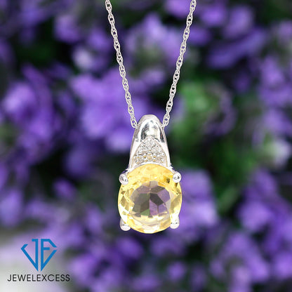 5.40 ct. T.G.W. Citrine & 1/20 ct. T.W. White Diamond Pendant in Sterling Silver