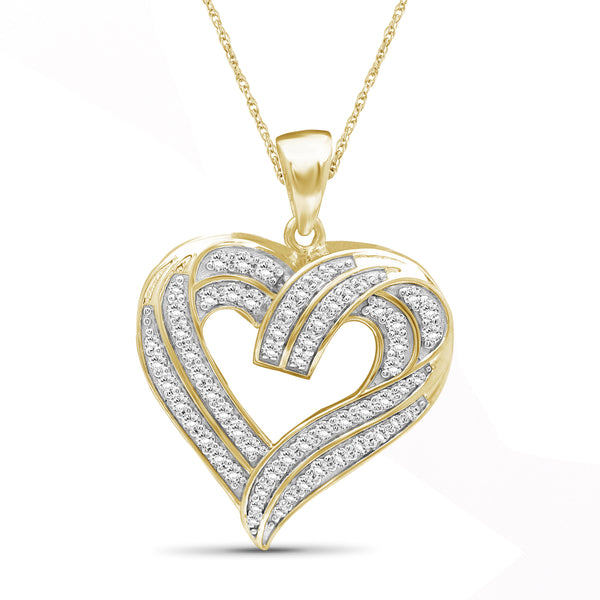 1.00 Carat White Diamonds Heart Pendant in Sterling Silver Or 14K Gold-Plated