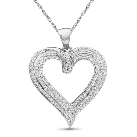 1 ct. T.W. White Diamond Heart Pendant in Sterling Silver or 14K Gold over Silver