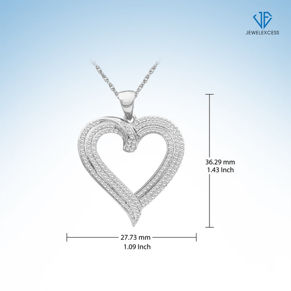 1.00 Carat White Diamonds Heart Pendant in Sterling Silver Or 14k Gold Over Silver