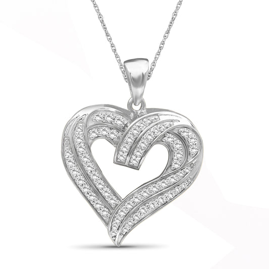 1 ct. T.W. White Diamond Heart Pendant in Sterling Silver or 14K Gold over Silver