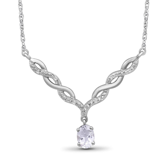 Assorted Gemstone Pendant with Diamond Accent in Sterling Silver or 14K Gold over Silver