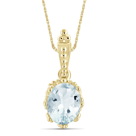 1 1/2 ct. T.G.W. Aquamarine Pendant in 14K Gold over Silver