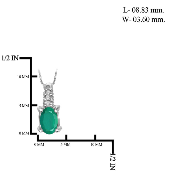 0.23 CTW Emerald & Accent White Diamonds Pendant in Sterling Silver