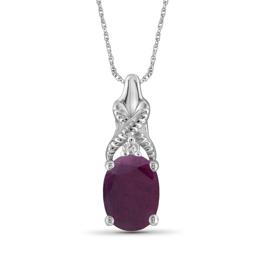 1 ct. T.G.W. Ruby Pendant with Diamond Accent in Sterling Silver