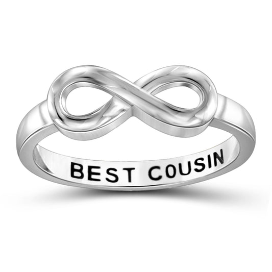 "Best Cousin" Infinity Knot Ring in Sterling Silver