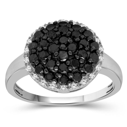 1 ct. T.W. Black & White Diamond Ring in Sterling Silver