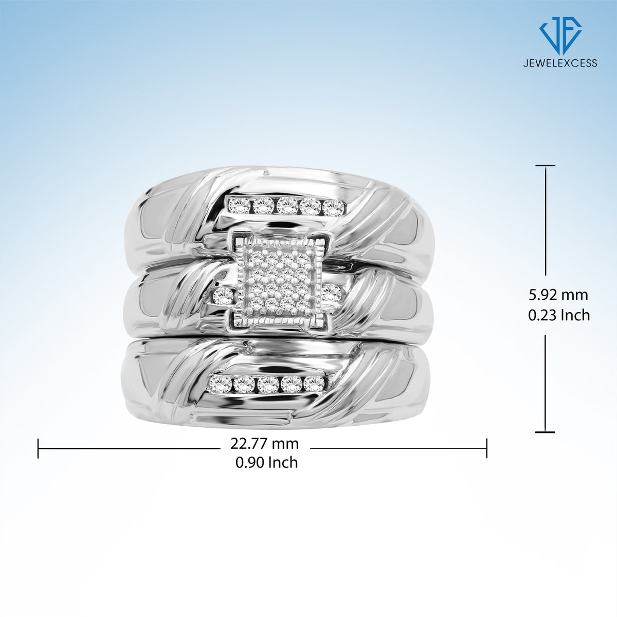1/5 ct. T.W. White Diamond Trio Bridal Ring Set in Sterling Silver or 14K Gold over Silver