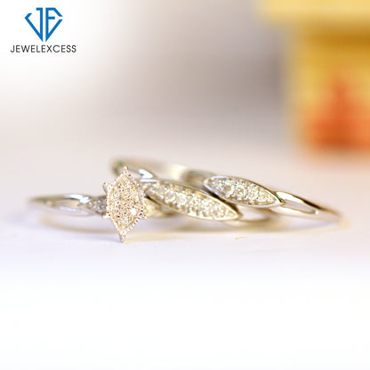 1/5 ct. T.W. White Diamond Trio Bridal Ring Set in Sterling Silver or 14K Gold over Silver