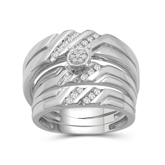 1/5 ct. T.W. White Diamond Trio Bridal Ring Set in Sterling Silver or 14K Gold over Silver