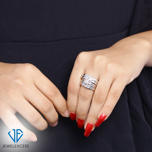 1/5 ct. T.W. White Diamond Trio Bridal Ring Set in Sterling Silver or 14K Gold over Silver