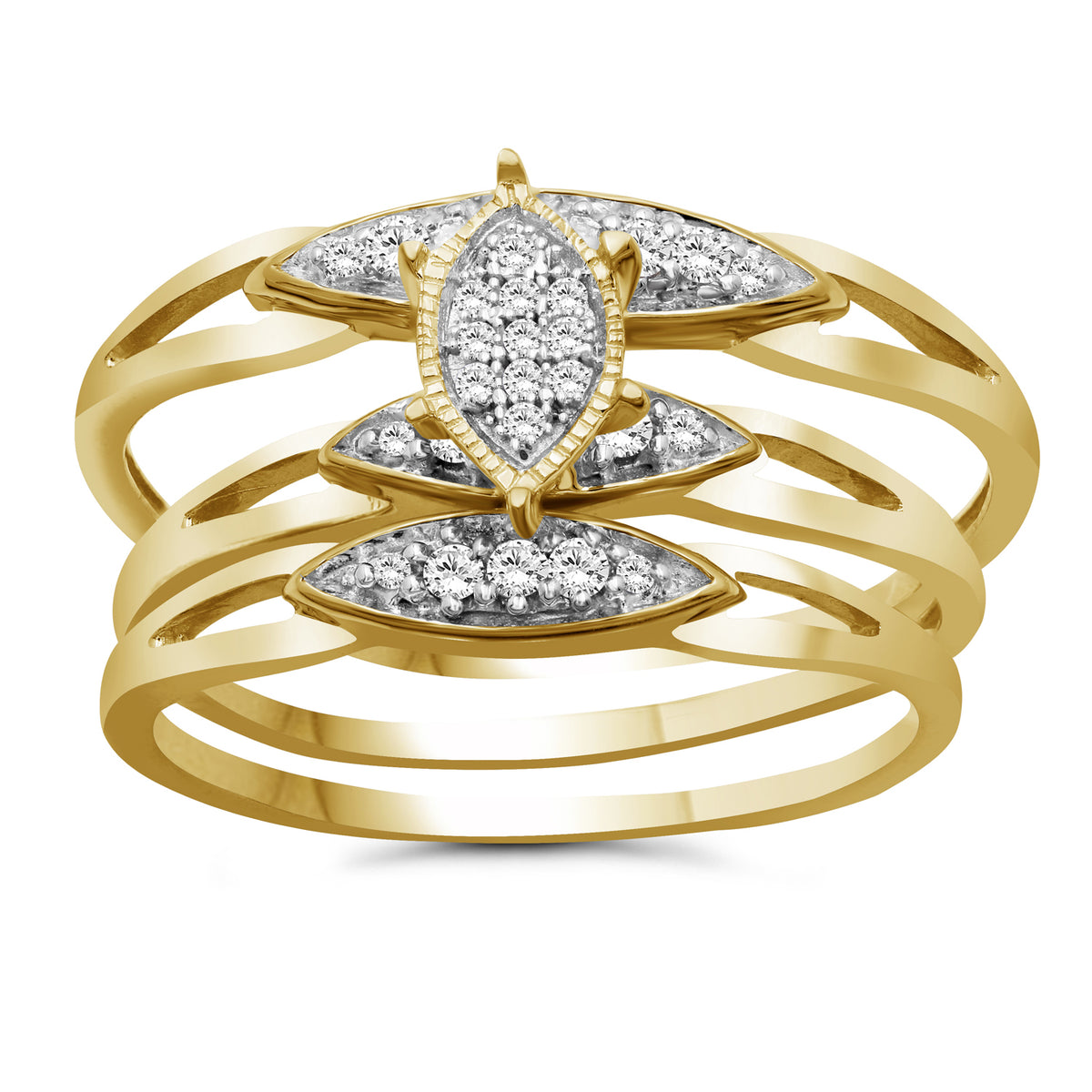 1/5 ct. T.W. White Diamond Trio Bridal Ring Set in Sterling Silver or 14K Gold over Silver
