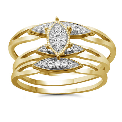 1/5 ct. T.W. White Diamond Trio Bridal Ring Set in Sterling Silver or 14K Gold over Silver