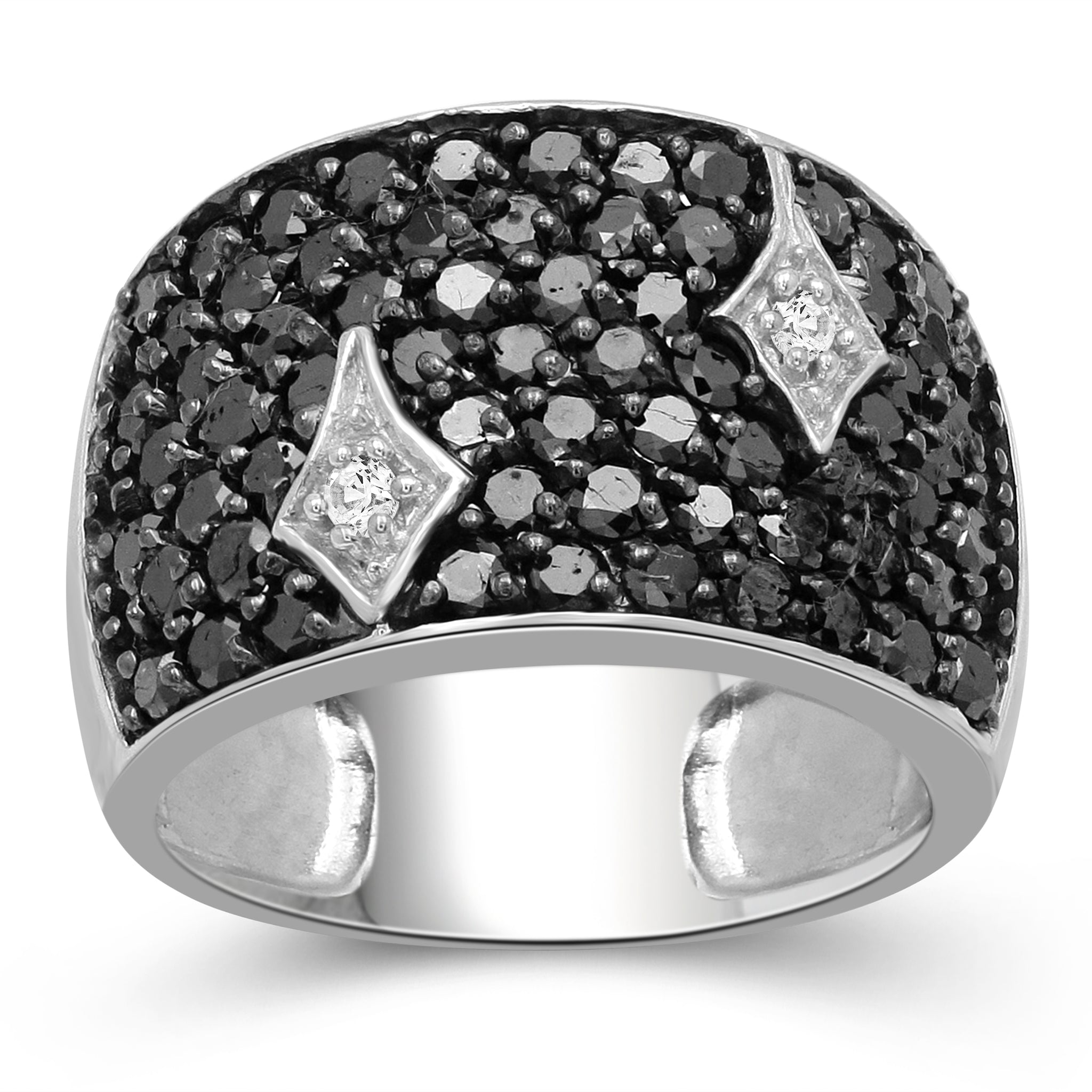2.00 Carat Black & White Diamond Ring in Sterling Silver