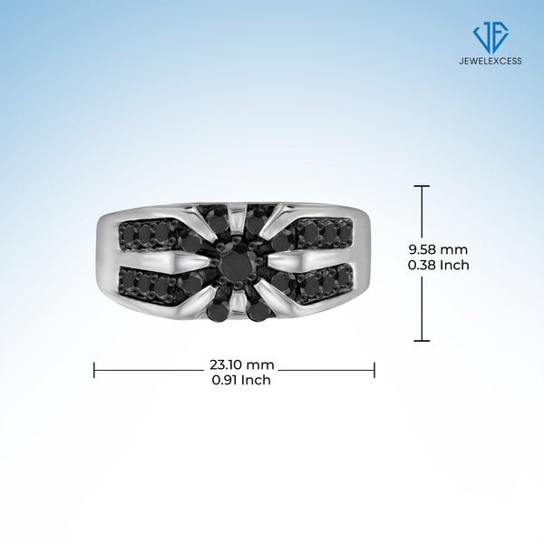 Black Diamond Rings for Men – 1CTTW Genuine Black Diamond Ring for Men – Hypoallergenic Sterling Silver Ring Men – Real Diamond Mens Rings Fashion Statement Ring – Luxurious Gifts for Him