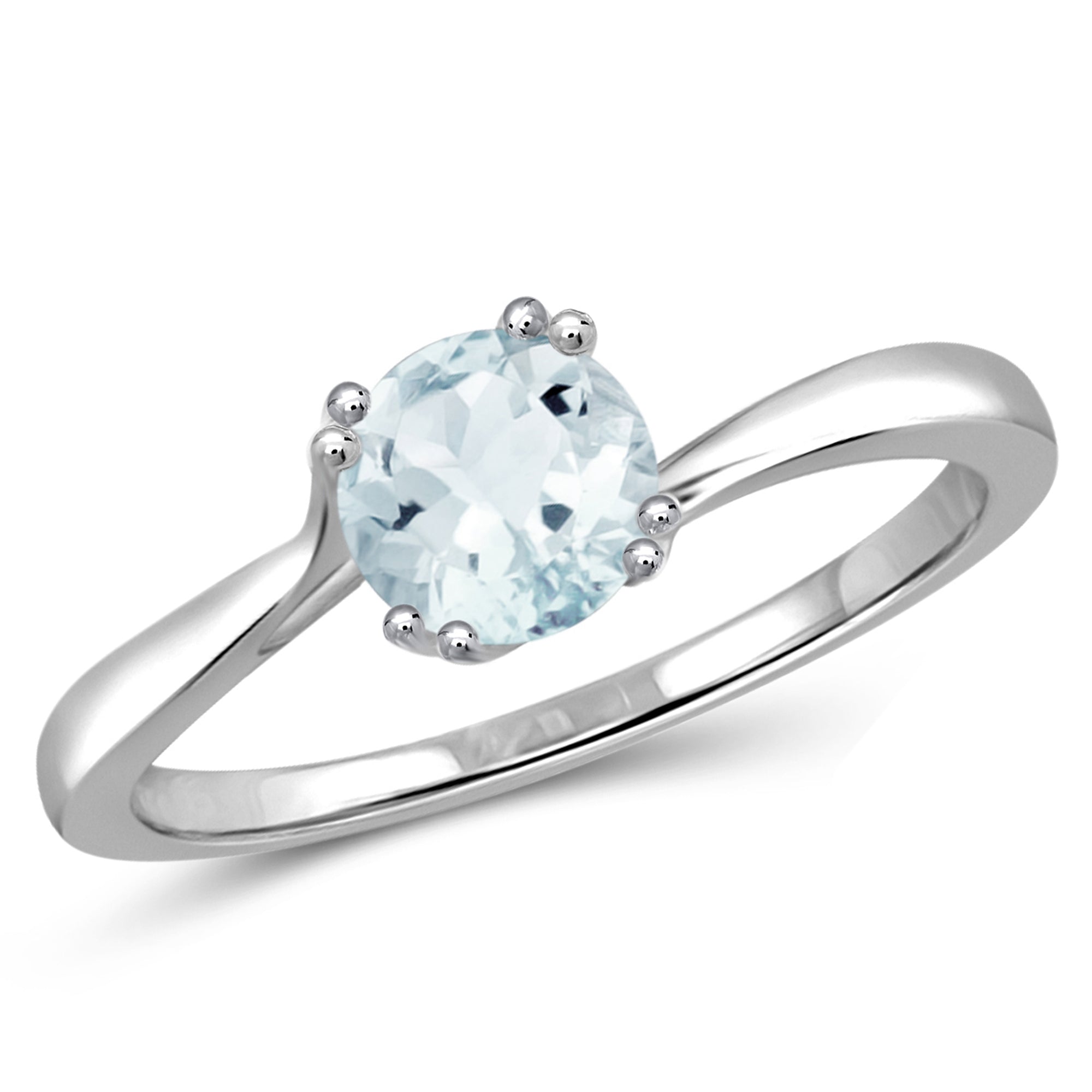 Aquamarine Ring March Birthstone Jewelry – 0.40 Carat Aquamarine Sterling Silver Ring Jewelry with White Diamond Accent – Gemstone Rings with Hypoallergenic Sterling Silver Band