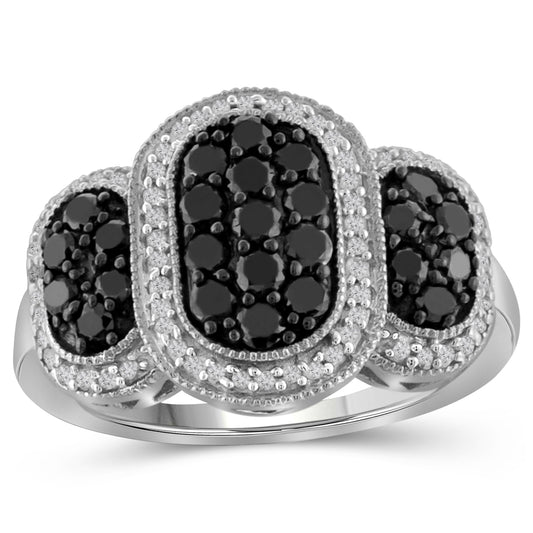 1 ct. T.W. Black & White Diamond Ring in Sterling Silver