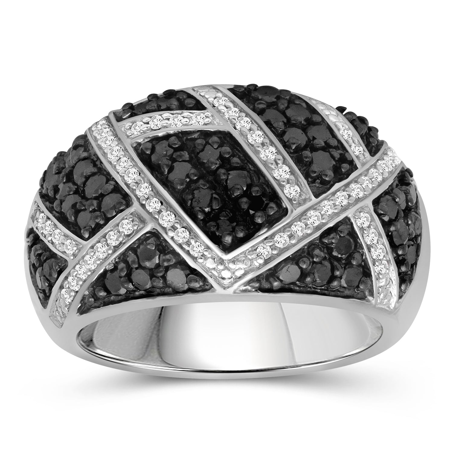 Sterling Silver 1 Carat Black & White Diamond Ring for Women | Diamonds for Everyday Womens Wear