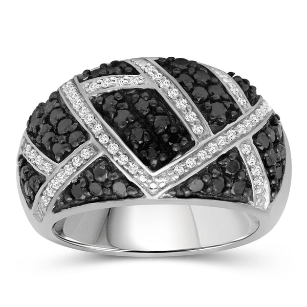Sterling Silver 1 Carat Black & White Diamond Ring for Women | Diamonds for Everyday Womens Wear