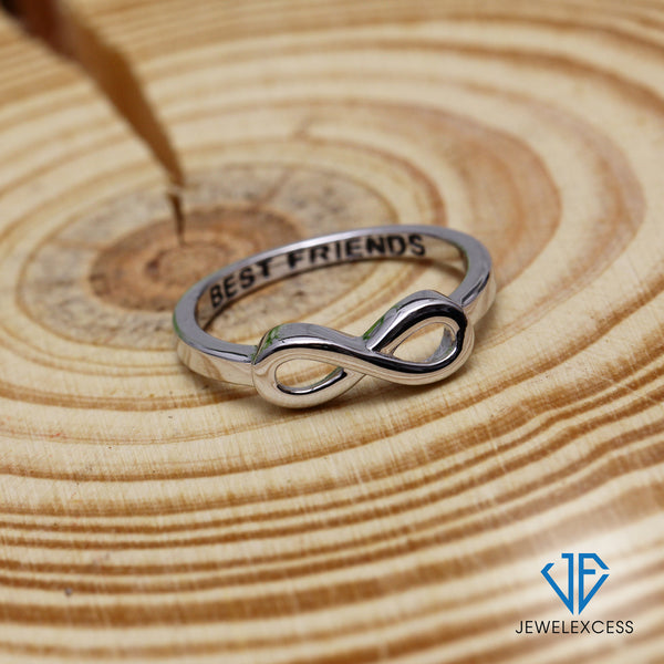 Sterling Silver Infinity Friendship Ring for Women | Personalized Best Friends Eternity Knot Symbol Band