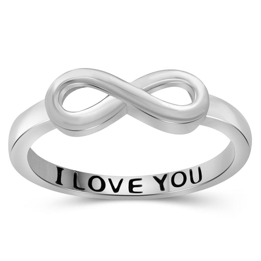 "I Love You" Infinity Knot Ring in Sterling Silver or 14K Gold over Silver
