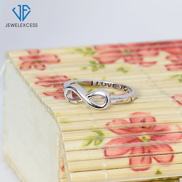 Sterling Silver Infinity Friendship Ring for Women | Personalized I Love You Eternity Knot Symbol Band