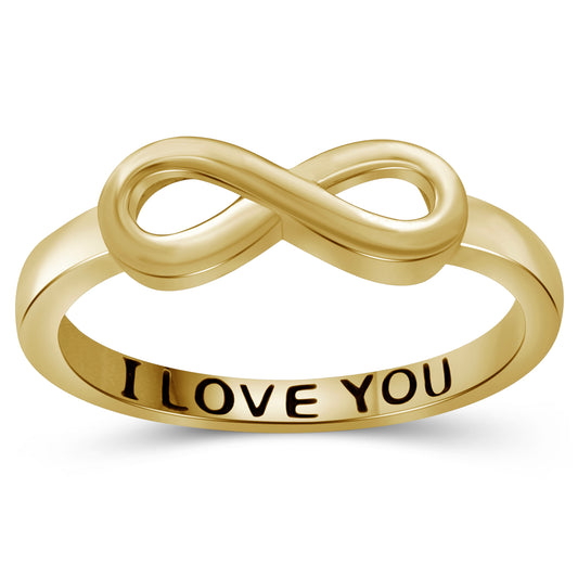 "I Love You" Infinity Knot Ring in Sterling Silver or 14K Gold over Silver