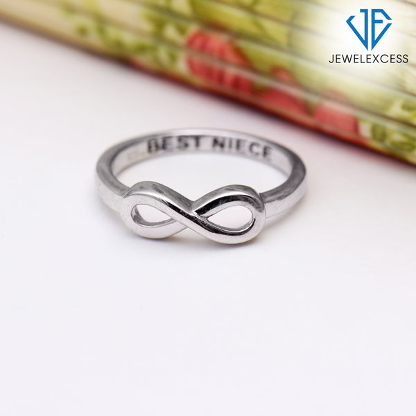 Sterling Silver Infinity Friendship Ring for Women | Personalized Best Niece, Friendship, Promise Eternity Knot Symbol Band