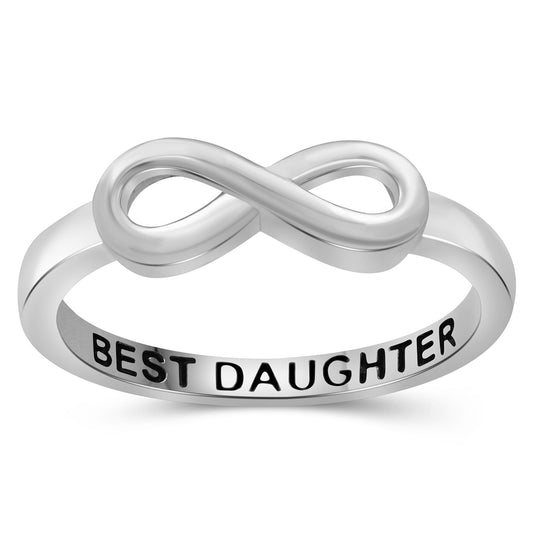 "Best Daughter" Infinity Knot Ring in Sterling Silver or 14K Gold over Silver