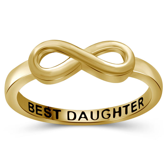 "Best Daughter" Infinity Knot Ring in Sterling Silver or 14K Gold over Silver