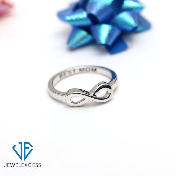 Sterling Silver Infinity Friendship Ring for Women | Personalized Best Mom Eternity Knot Symbol Band
