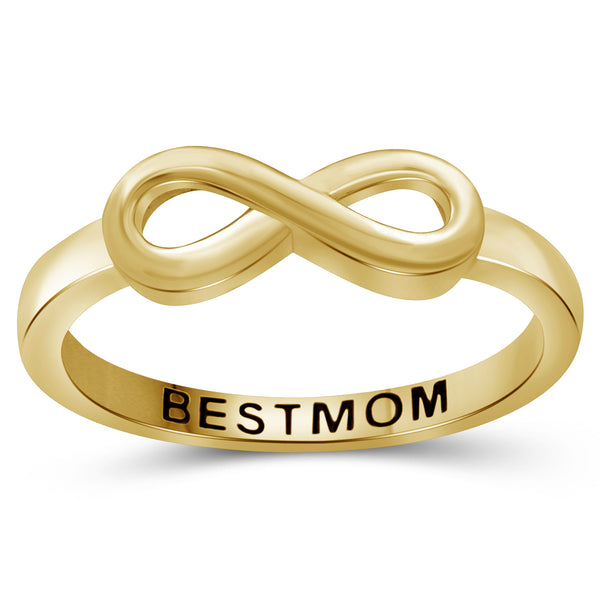 Sterling Silver Infinity Friendship Ring for Women | Personalized Best Mom Eternity Knot Symbol Band