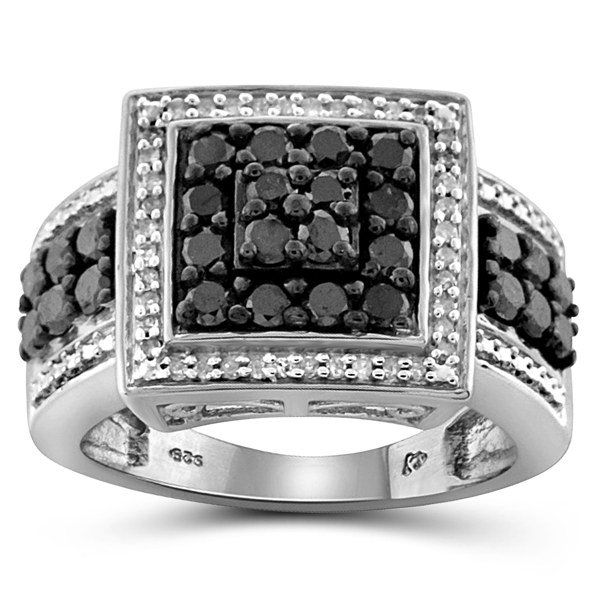 Kobelli Mens Ring Square Black Diamond Pave 1 Carat (ctw) in 10k White  Gold, Size 8.5, White Gold|Amazon.com