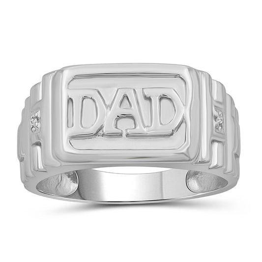 Men's "Dad" Ring with Diamond Accents in Sterling Silver