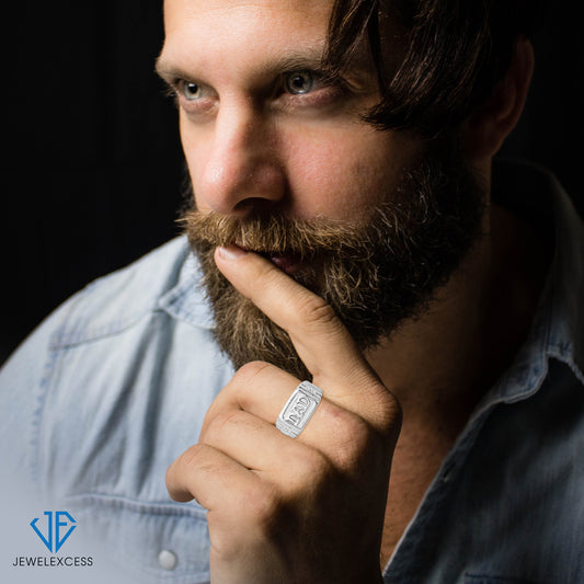 Men's "Dad" Ring with Diamond Accents in Sterling Silver