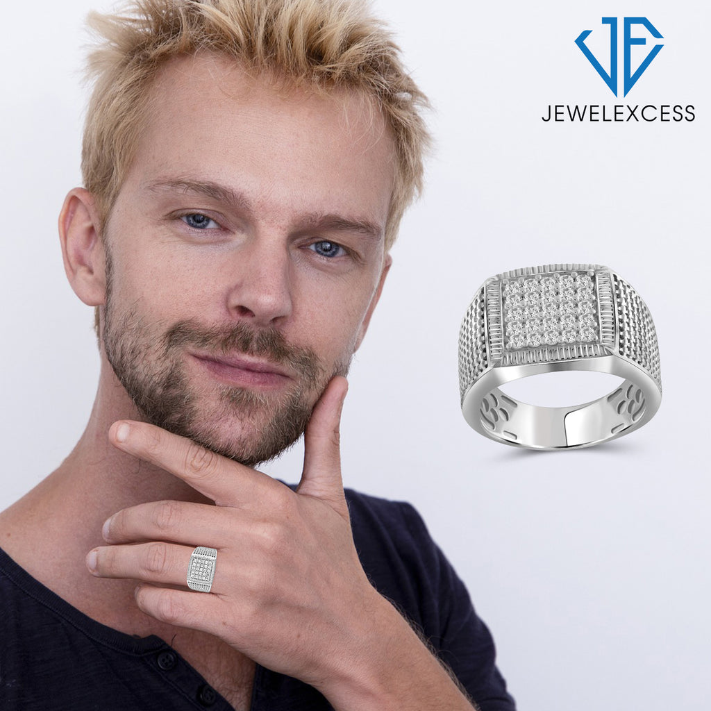 Jewelexcess Men's White Diamond Ring
