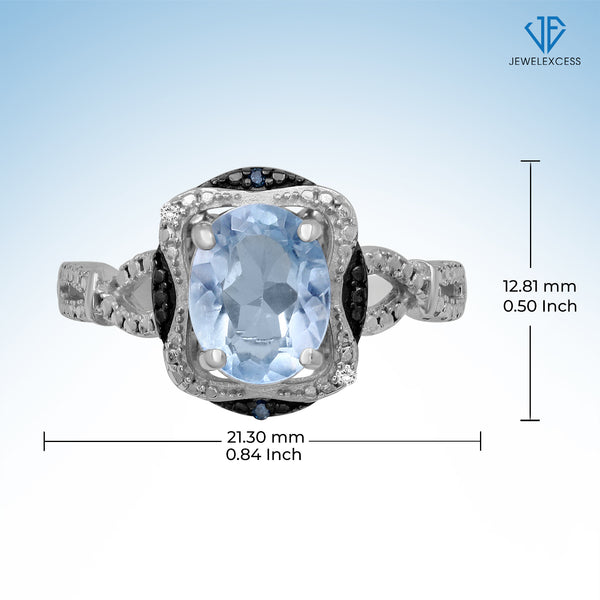 2.15 Carat T.G.W. Sky Blue Topaz And Blue & White Diamond Accent Sterling Silver Ring