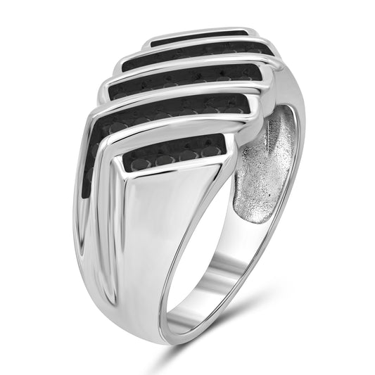 Men's 3/4 ct. T.W. Black Diamond Ring in Sterling Silver or 14K Gold over Silver