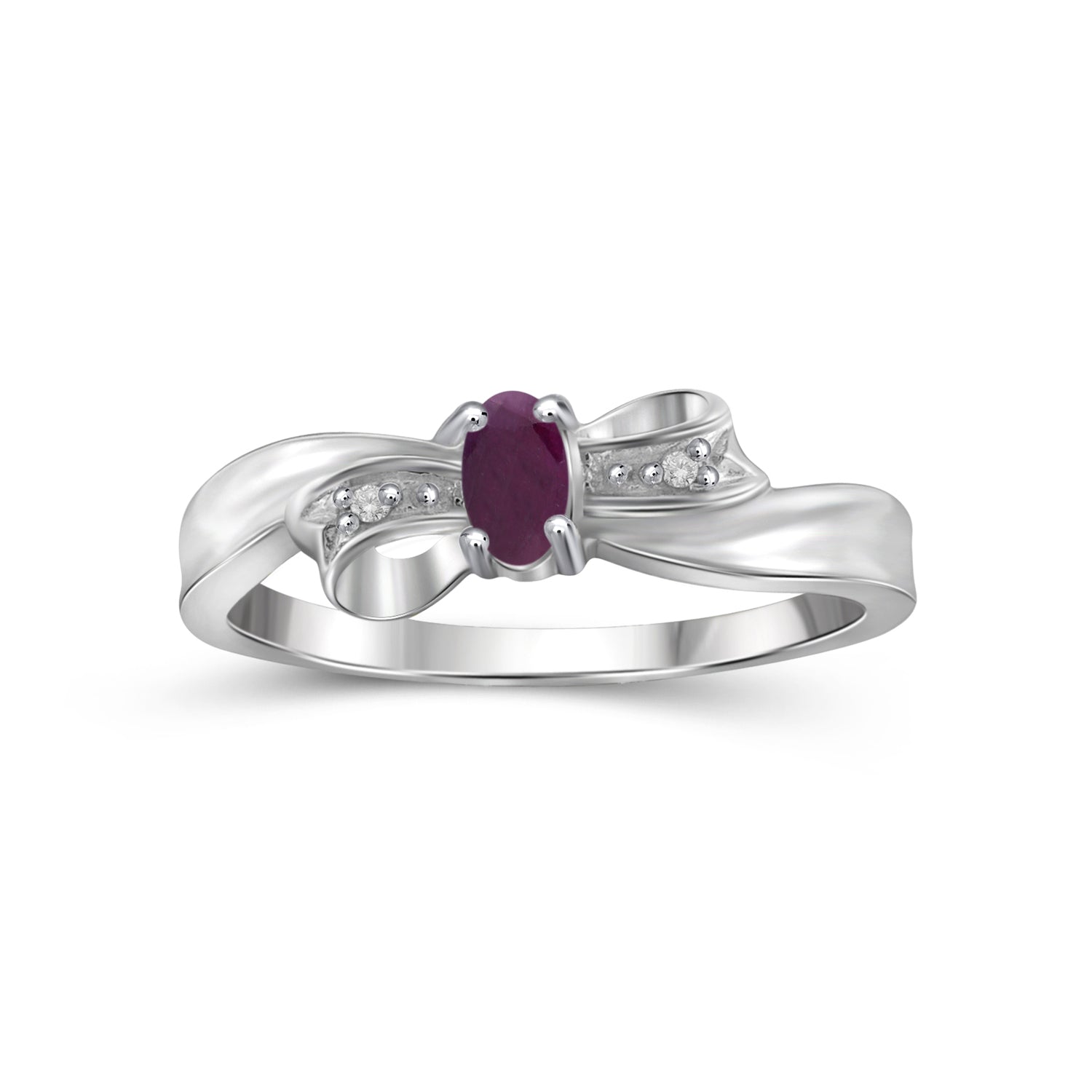 Ruby Ring Birthstone Jewelry – 0.20 Carat Ruby Sterling Silver Ring Jewelry with White Diamond Accent – Gemstone Rings with Hypoallergenic Sterling Silver Band