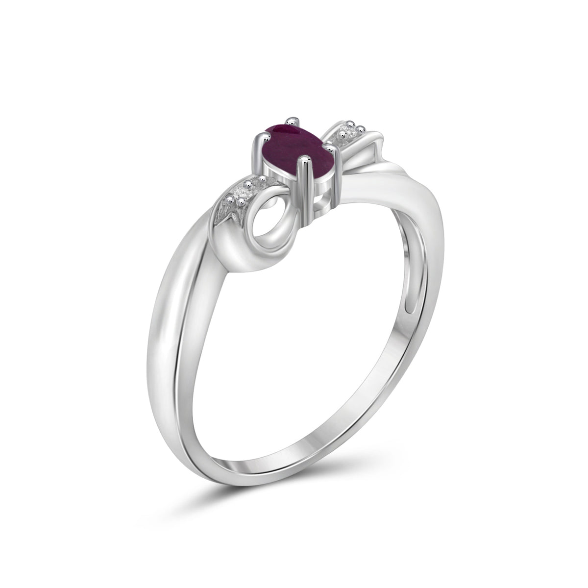 0.20 ct. T.G.W. Ruby Ring with Diamond Accent in Sterling Silver