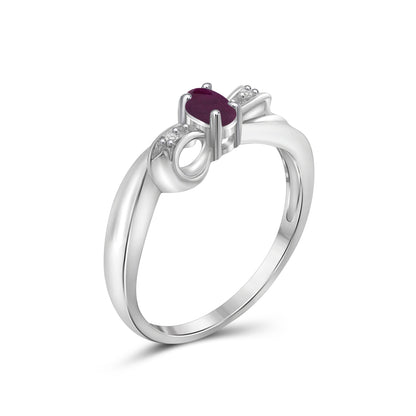 0.20 ct. T.G.W. Ruby Ring with Diamond Accent in Sterling Silver