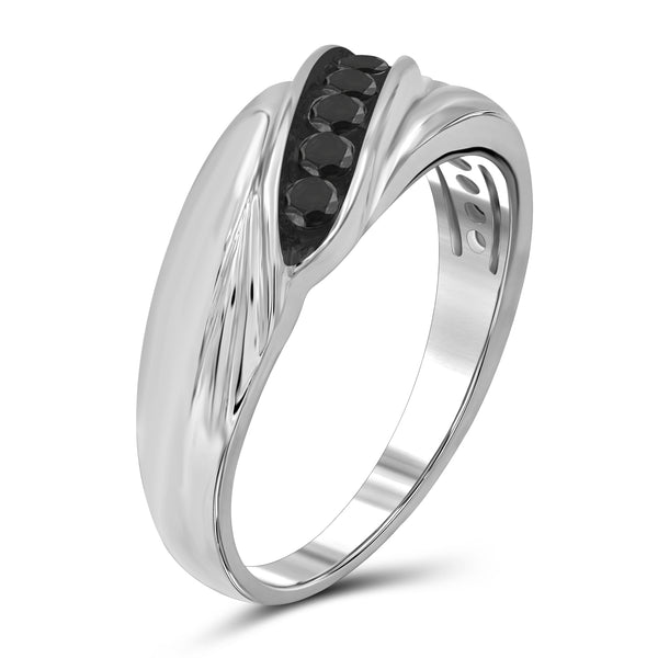 Black Diamond Rings for Men – 1/3 CTTW Genuine Black Diamond Ring for Men – Hypoallergenic Sterling Silver or 14K Gold over Silver Ring Men – Real Diamond Mens Rings Fashion Statement Ring – Luxurious Gifts for Him
