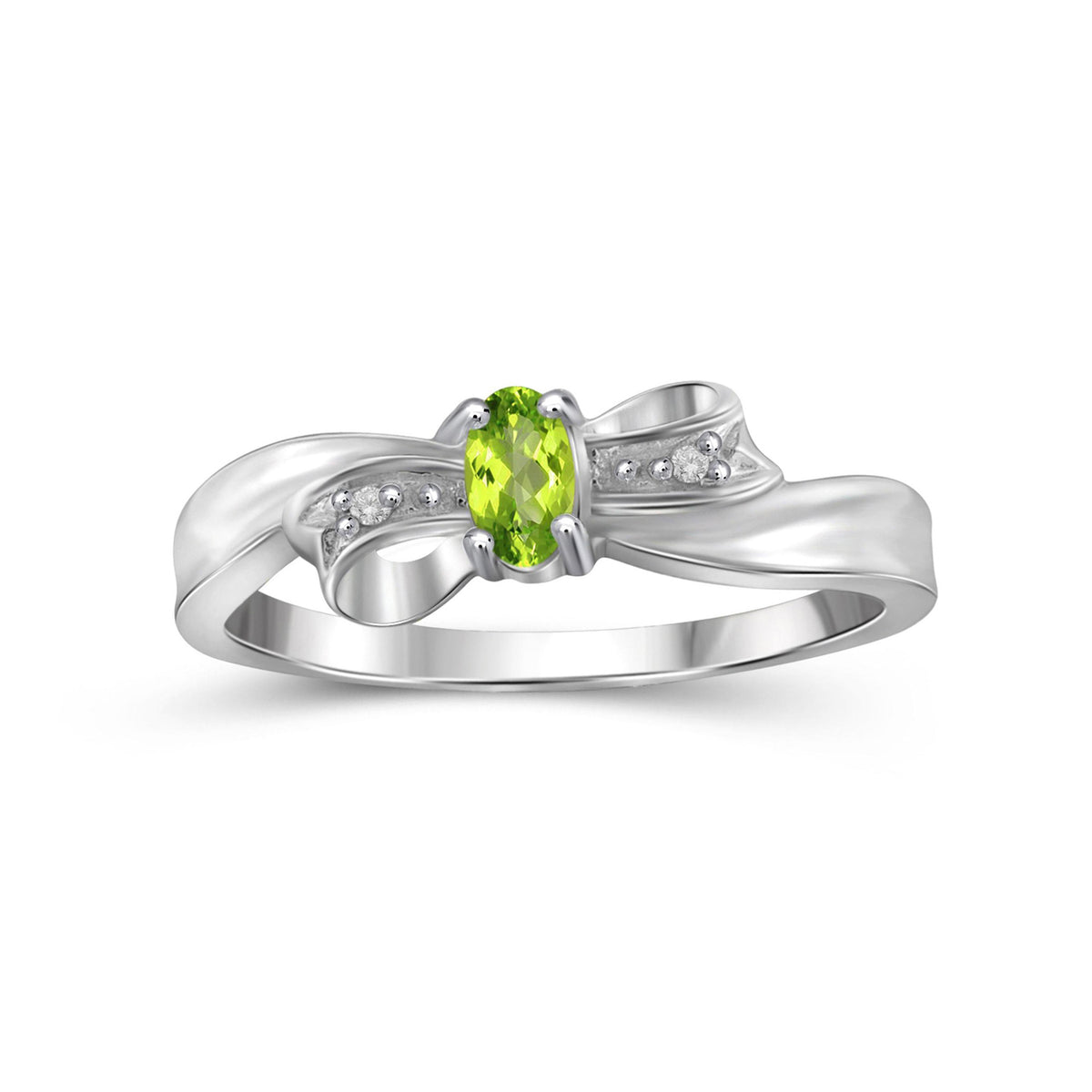 0.20 ct. T.G.W. Peridot Ring with Diamond Accent in Sterling Silver