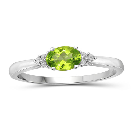 0.50 ct. T.G.W. Peridot Ring with Diamond Accent in Sterling Silver