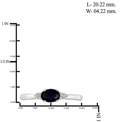 0.65 ct. T.G.W. Sapphire Ring with Diamond Accent in Sterling Silver
