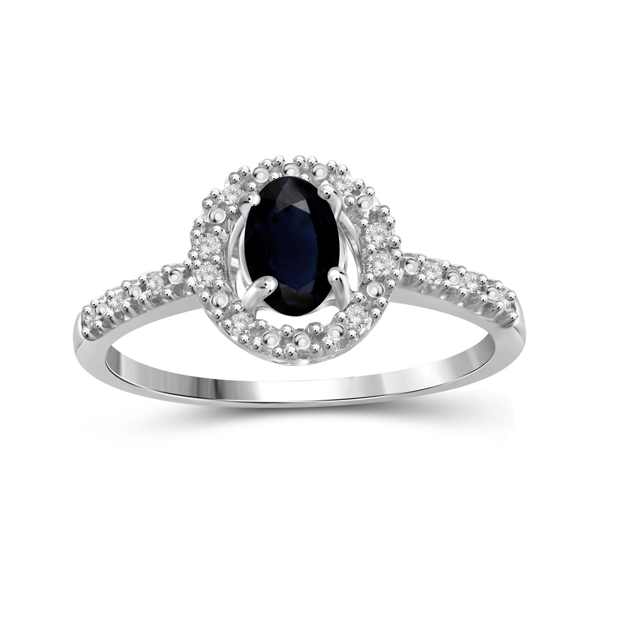0.50 ct. T.G.W. Sapphire Ring with Diamond Accent in Sterling Silver