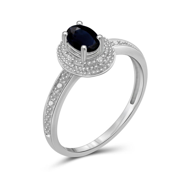 1/2 Carat T.G.W. Sapphire And Accent White Diamond Sterling Silver Ring